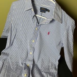 Polo Ralph Lauren Custom Fit Blue-Striped Button Down -- Size 4